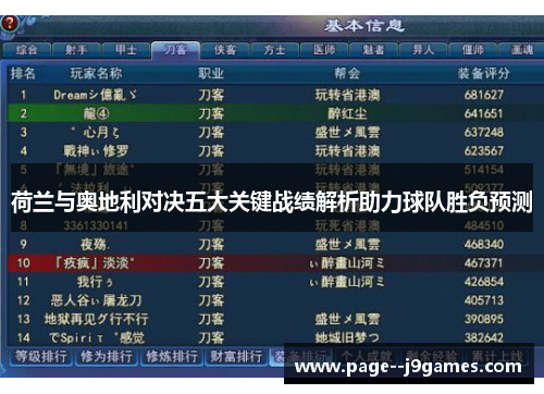 荷兰与奥地利对决五大关键战绩解析助力球队胜负预测