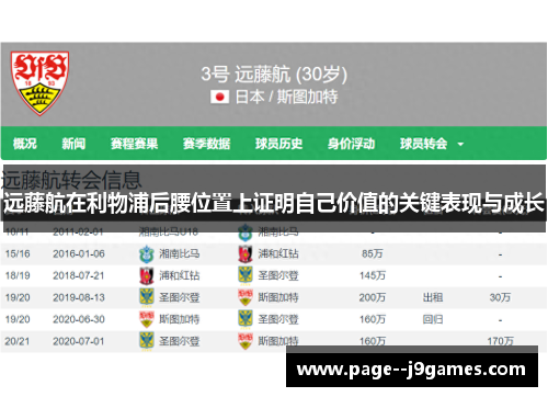 远藤航在利物浦后腰位置上证明自己价值的关键表现与成长